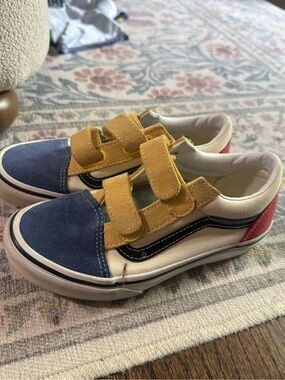 Vans Kids Multi-Panel Sneaker in Blue, Yellow, Red and Black